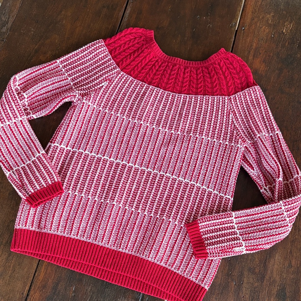 Talbots Red and White Knit Sweater